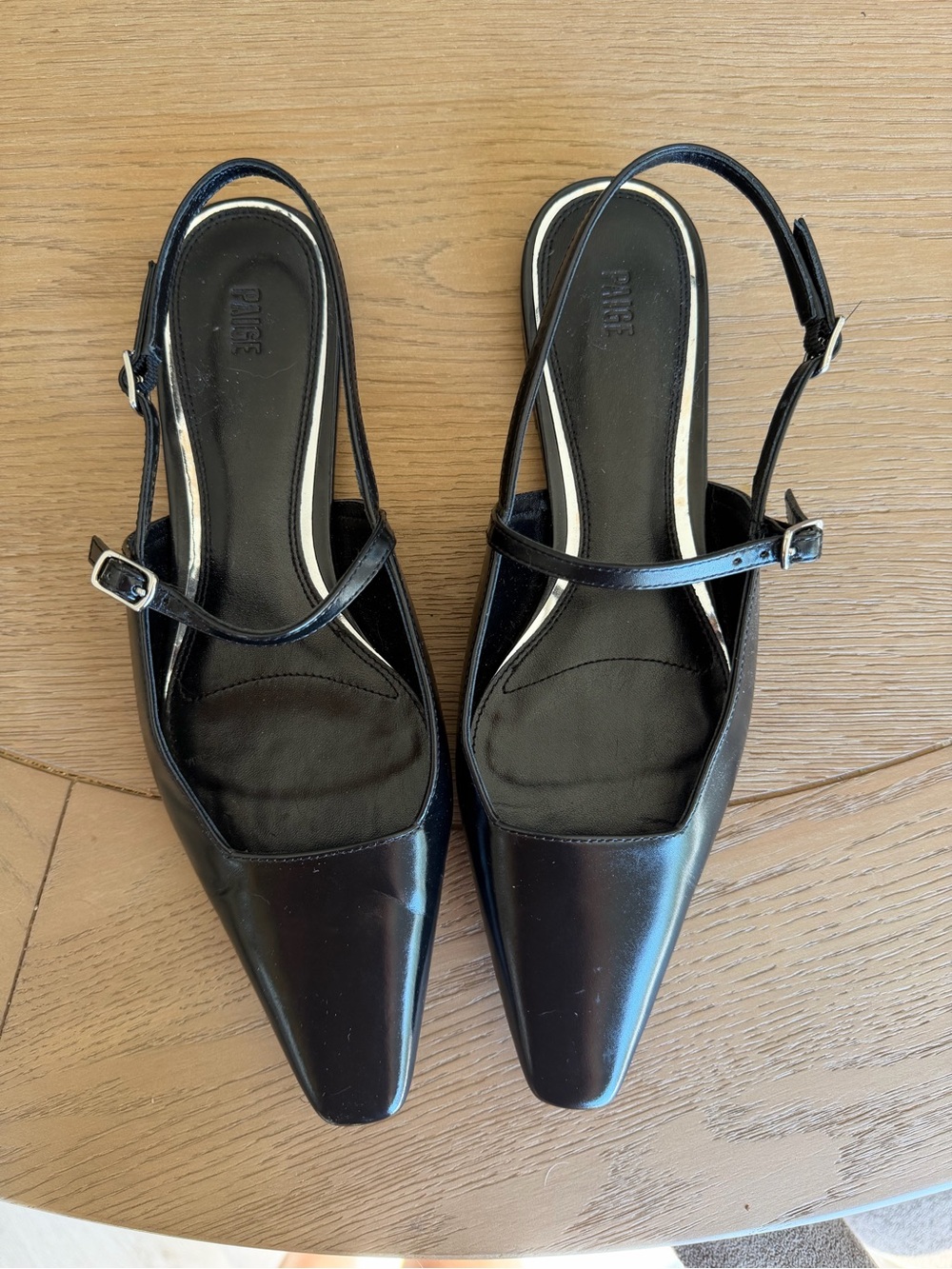 Paige Whitley Slingback Mary Jane Flat in Black Leather Size 9